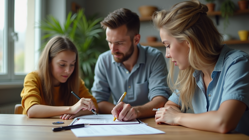 Close-up view of a family discussing life insurance options