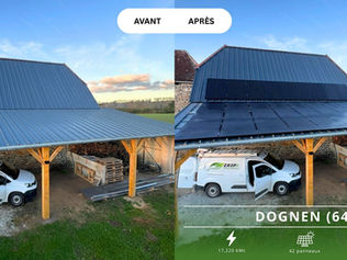 Vue d'un avant/après de panneaux solaires