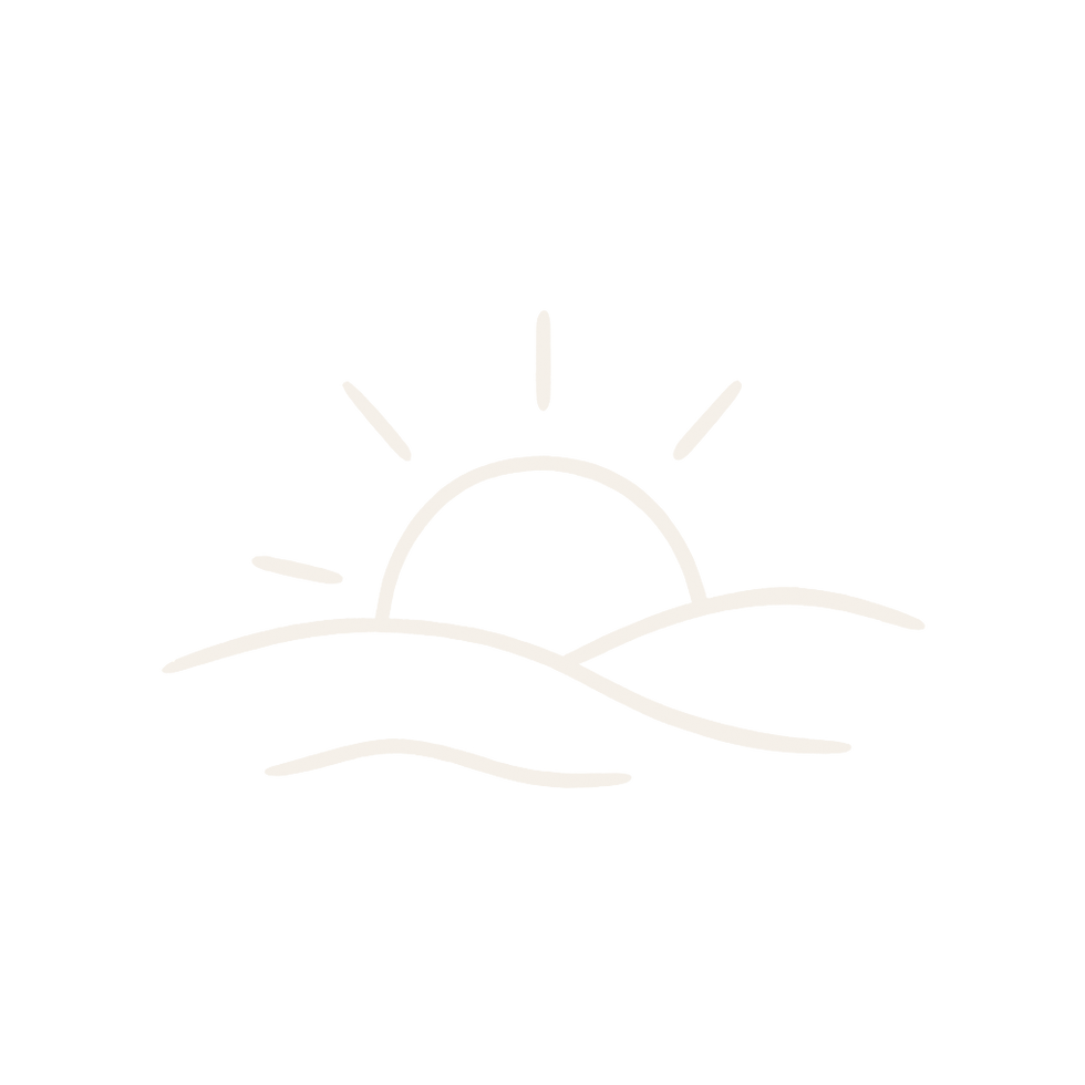 A sun dipping over rolling hills.