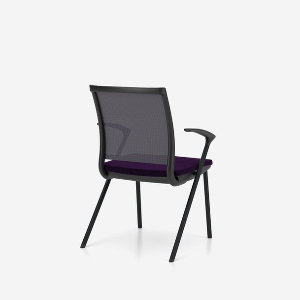 sail meeting chair by nowy styl, 4 leg frame,mesh backrest,armrests, black frame, fabric camira luciayb090-3