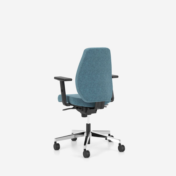 bjarg medium back office swivel chair by nowy styl with 2D armrests and polished base finished in camira blazer fabric CUZ1R