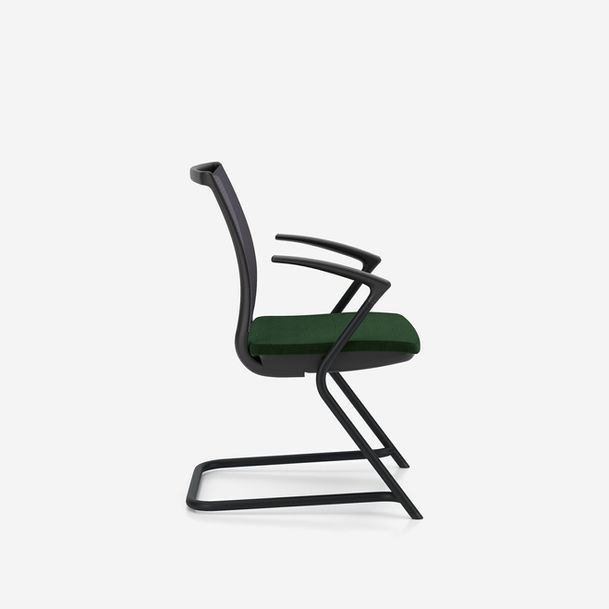sail meeting chair by nowy styl, cantilever frame, mesh backrest,armrests, black frame, fabric kvadrat remix3 rx982-2
