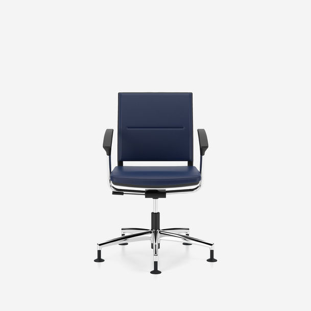 sail conference swivel chair by nowy styl, chrome base,upholstered mesh backrest,chrome and black armrests, fabric camira skai parotega NF729-0