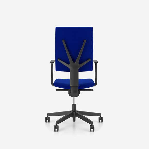4ME office swivel chair by nowy styl, upholstered backrest with fixed height armrests, black frame, fidivi bondai bn6016 royal blue fabric