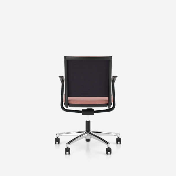 sail conference swivel chair by nowy styl, chrome base,upholstered mesh backrest, black armrests, fabric kvadrat remix3 rx612 -4