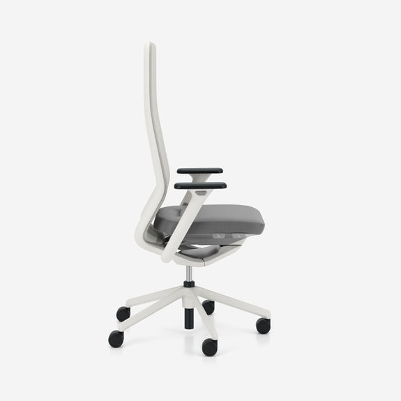 youteam executive office swivel chair by nowystyl, high mesh backrest, 3d armrests, lumbar support, white frame, gabriel runner rn60061 grey mesh backrest and nappa leather nap10028 mid grey seat