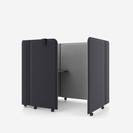 brainy mobile folding space saving work station booth with folding desk surface by nowy styl grey upholstery - 2