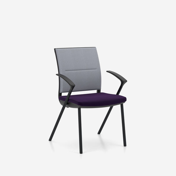 sail meeting chair by nowy styl, 4 leg frame,upholstered mesh backrest,armrests, black frame, fabric camira lucia-yb090-seat-lucia-yb094-backpad-1