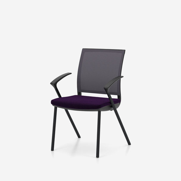 sail meeting chair by nowy styl, 4 leg frame,mesh backrest,armrests, black frame, fabric camira luciayb090-7