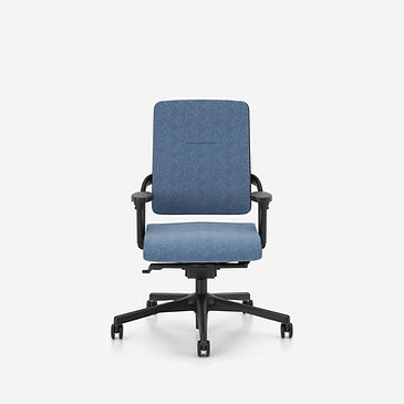 xenium upholstered backrest swivel office chair with armrests in blue fabric
