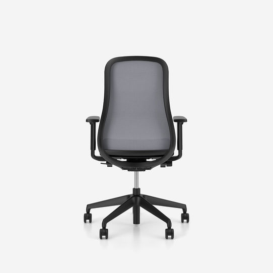 souly office swivel chair by nowy styl, mesh backrest, 3d armrests, black frame, fabric camira xtreme xr009 black, mv1201 grey mesh back