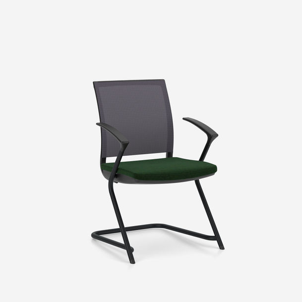 sail meeting chair by nowy styl, cantilever frame, mesh backrest,armrests, black frame, fabric kvadrat remix3 rx982-1