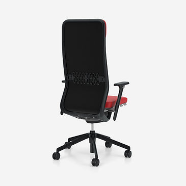 youteam swivel chair upholstered high backrest-3d armrests-headrest-black frame-finish red leather