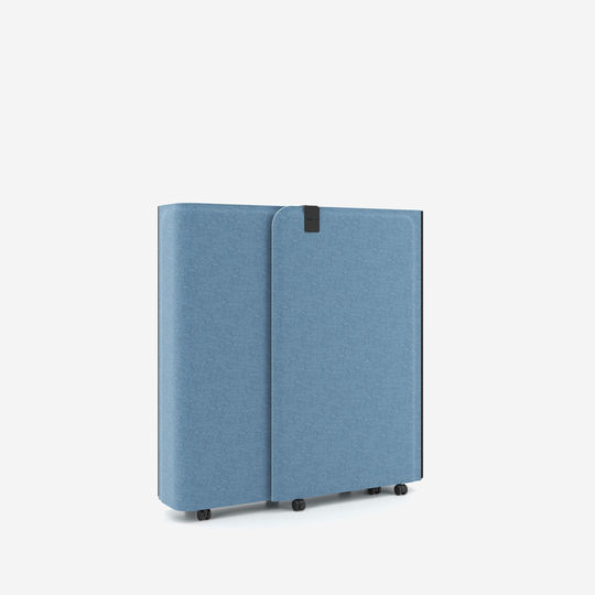 brainy mobile folding space saving work station booth with folding desk surface by nowy styl blue upholstery - closed 1