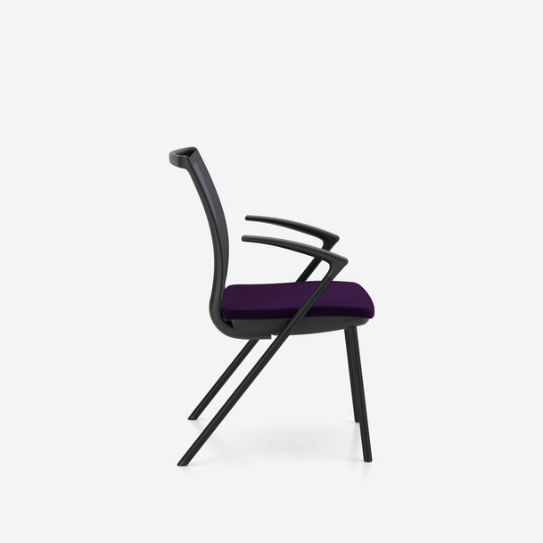 sail meeting chair by nowy styl, 4 leg frame,mesh backrest,armrests, black frame, fabric camira luciayb090-2