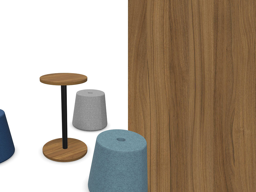 NW-Natural Dijon Walnut melamine surface finish for table top and base plate of versi pouffes and table by nowy styl