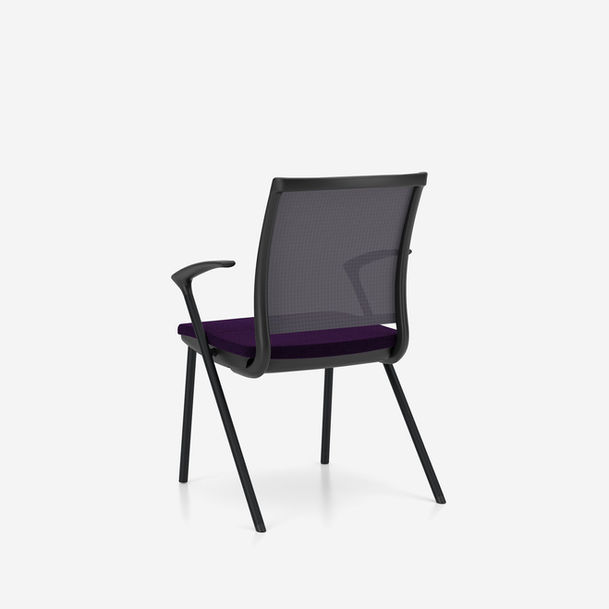 sail meeting chair by nowy styl, 4 leg frame,mesh backrest,armrests, black frame, fabric camira luciayb090-5