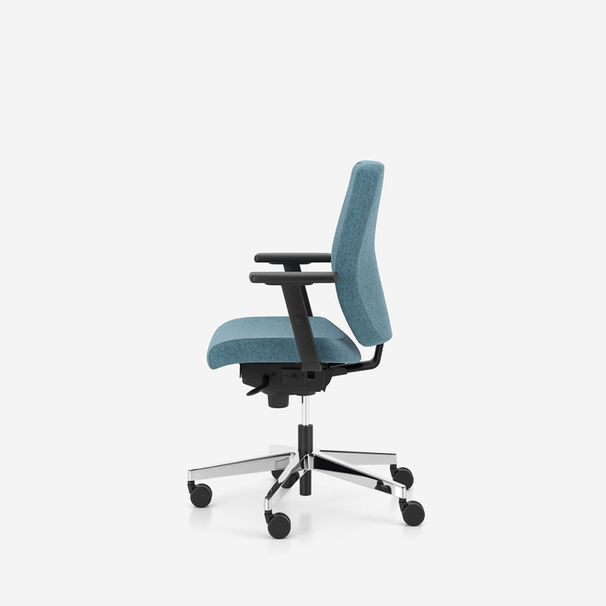 bjarg medium back office swivel chair by nowy styl with 2D armrests and polished base finished in camira blazer fabric CUZ1R