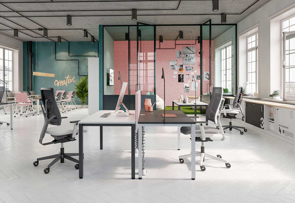 4ME office swivel chair with mesh backrest and armrests in black and in white finishes