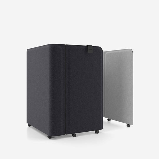 brainy mobile folding space saving work station booth with folding desk surface by nowy styl grey upholstery - 1