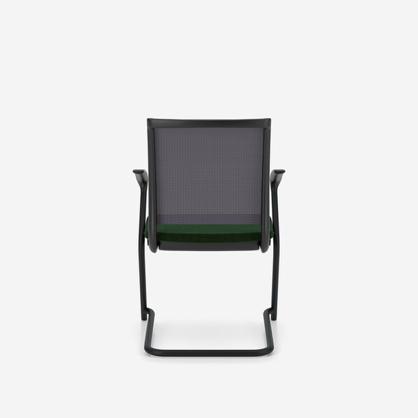 sail meeting chair by nowy styl, cantilever frame, mesh backrest,armrests, black frame, fabric kvadrat remix3 rx982-4