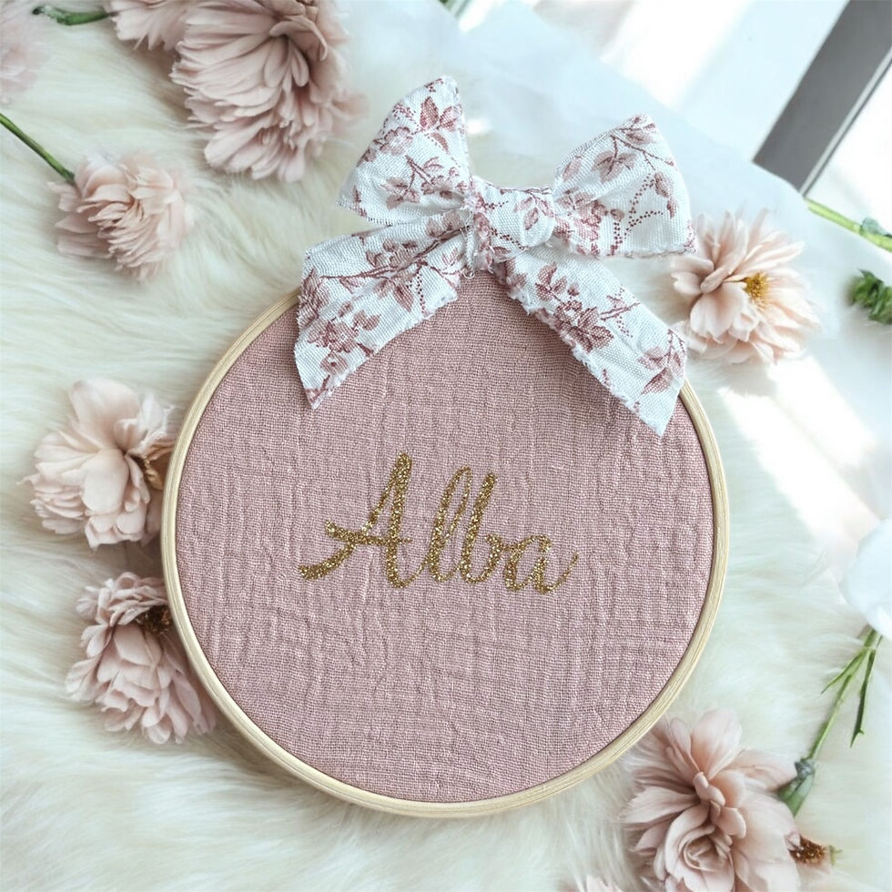 Tambourin personnalisable gaze de coton vieux rose