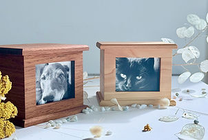 pet urn wood handcrafted with photo for cat or dog or rabbit