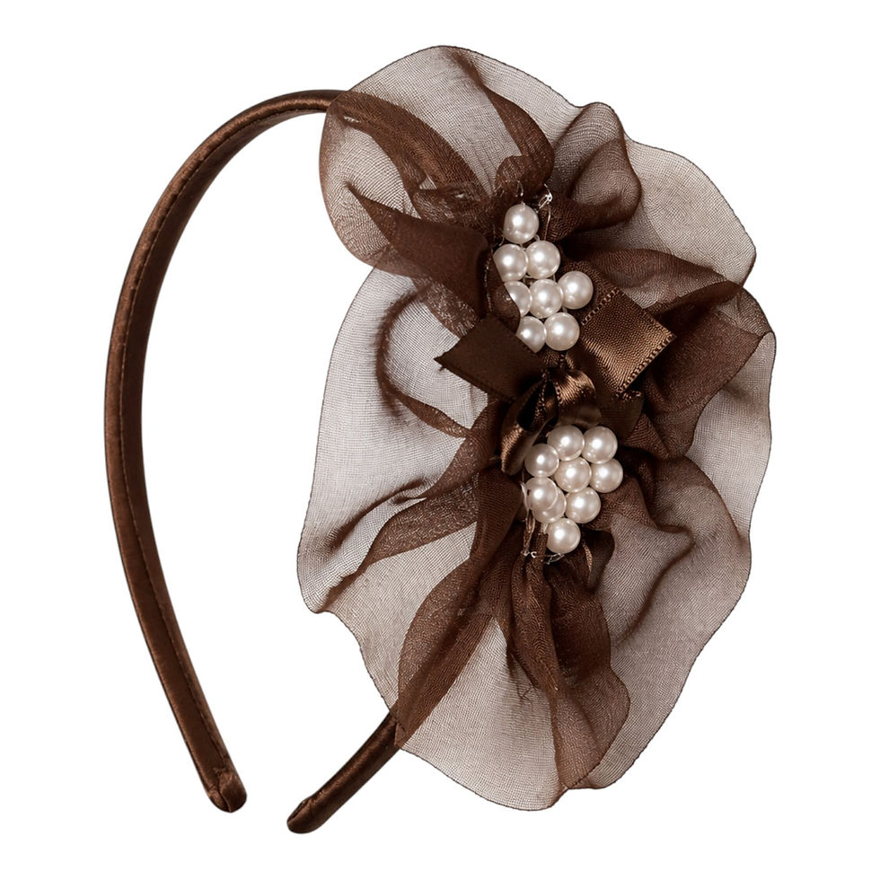 Thumbnail: Floral Pearl Headband – Sheer Flower Hair Band