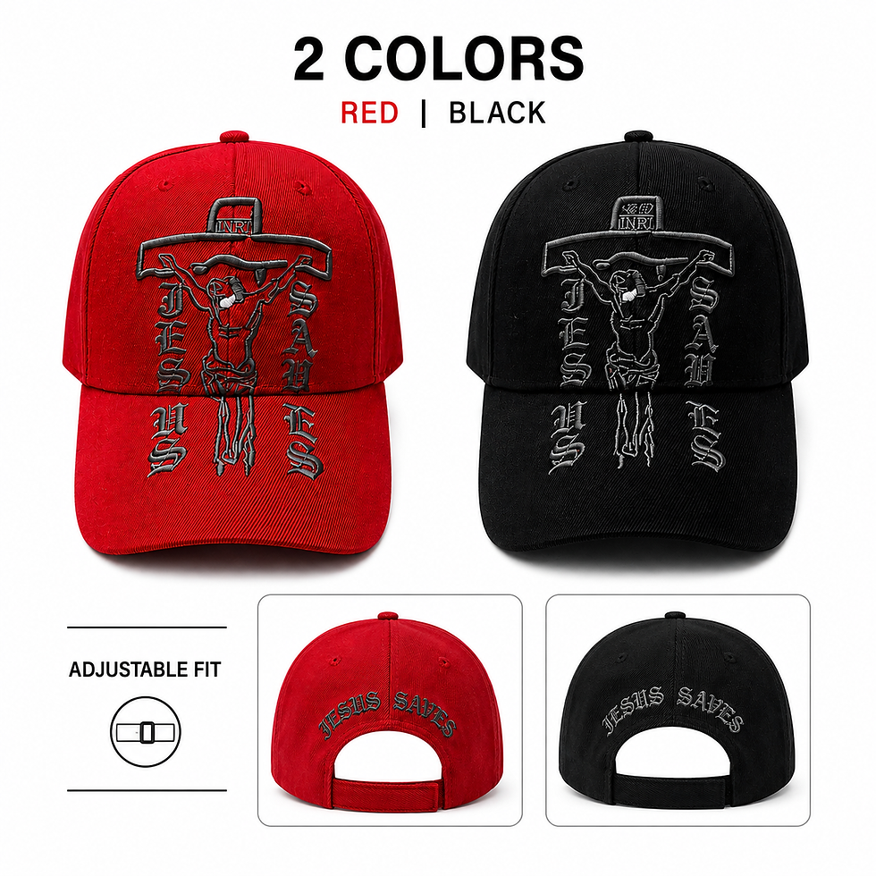 Thumbnail: Jesus Saves Embroidered Red Baseball Cap – Adjustable Christian Faith Hat