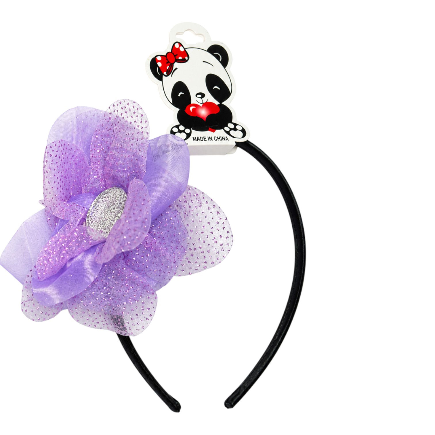 Glitter Flower Headband – Sparkly Rhinestone Center Floral Hair Band for Girls