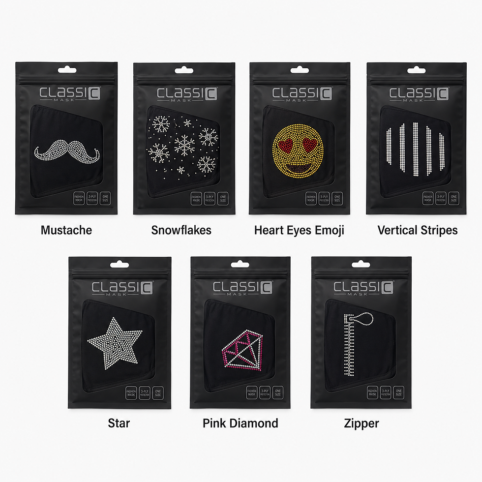 Thumbnail: Classic Rhinestone Fashion Face Mask – Reusable Black Cloth Mask