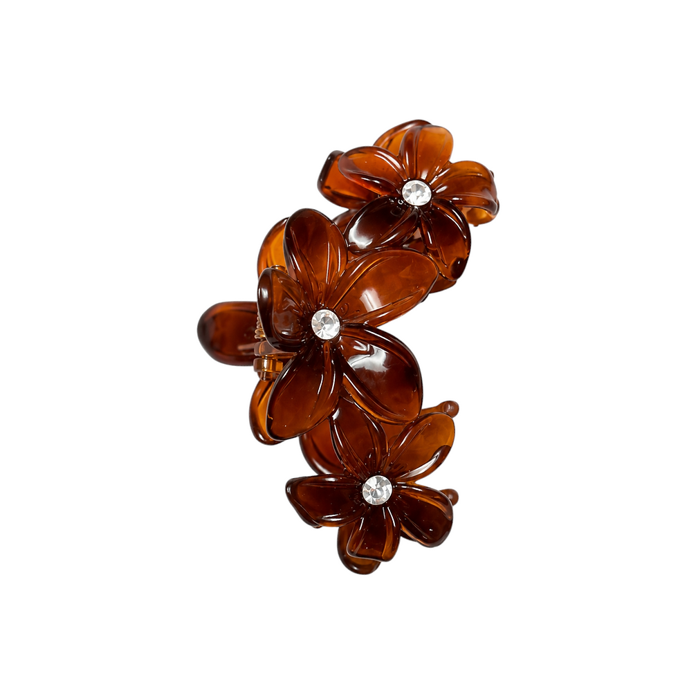 Thumbnail: Amber Flower Claw Clip – Rhinestone Floral Hair Clip for Women