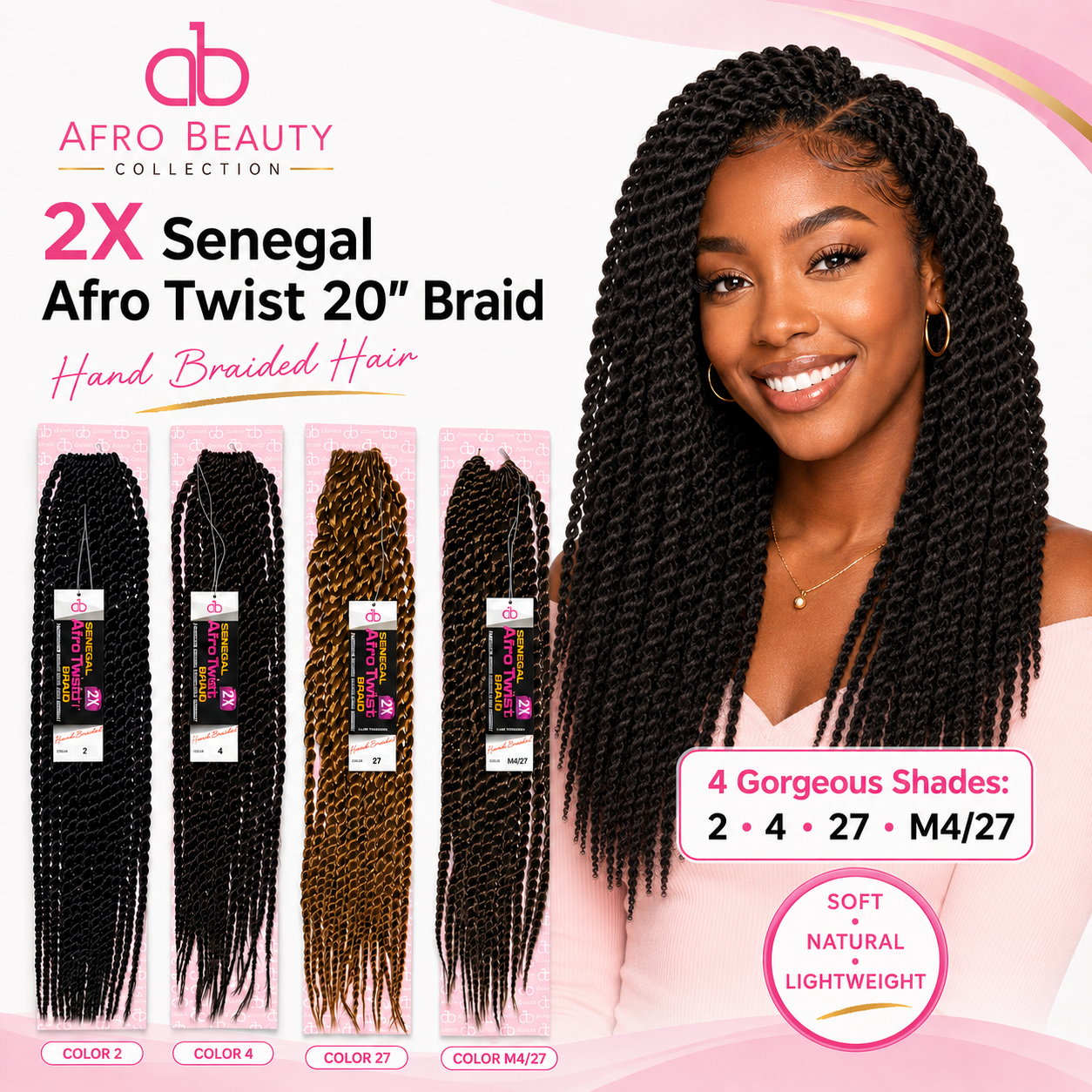 AfroBeauty 2X Senegal Afro Twist Braid (Hand Braided) 20"