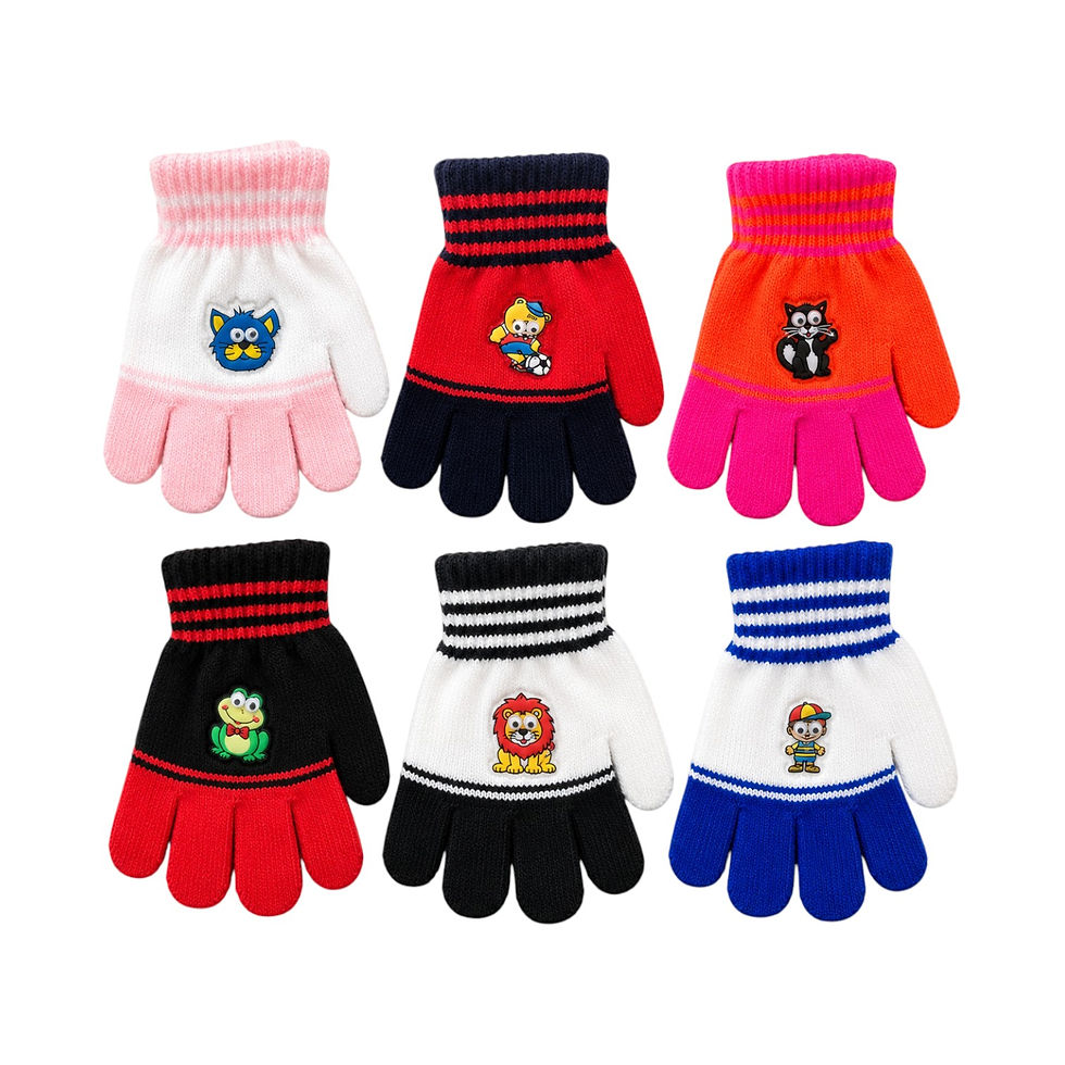 Thumbnail: Kids Thermal Knit Winter Gloves with 3D Googly-Eye Animal Patch – Pair of 2