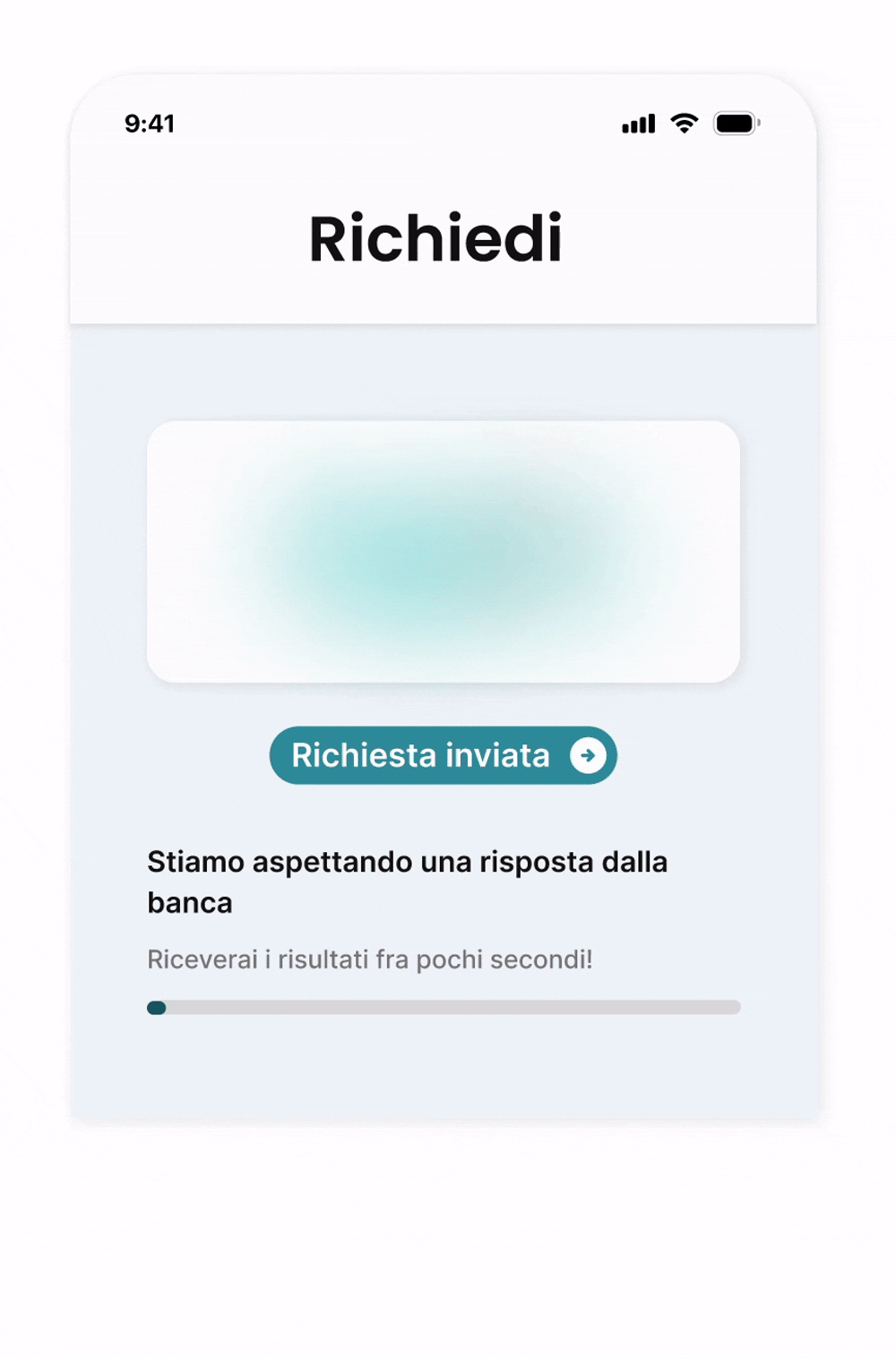 Illustrazione animata di una richiesta di prestito che viene mandata alla banca e un'esito positivo ricevuto.