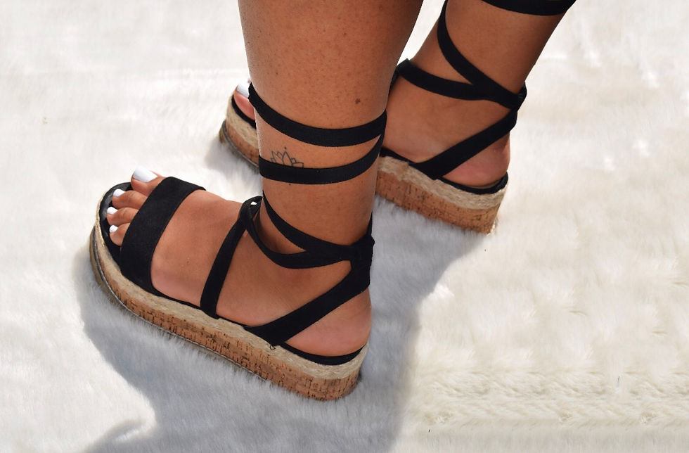 Thumbnail: Lace Up Flat-form Sandals