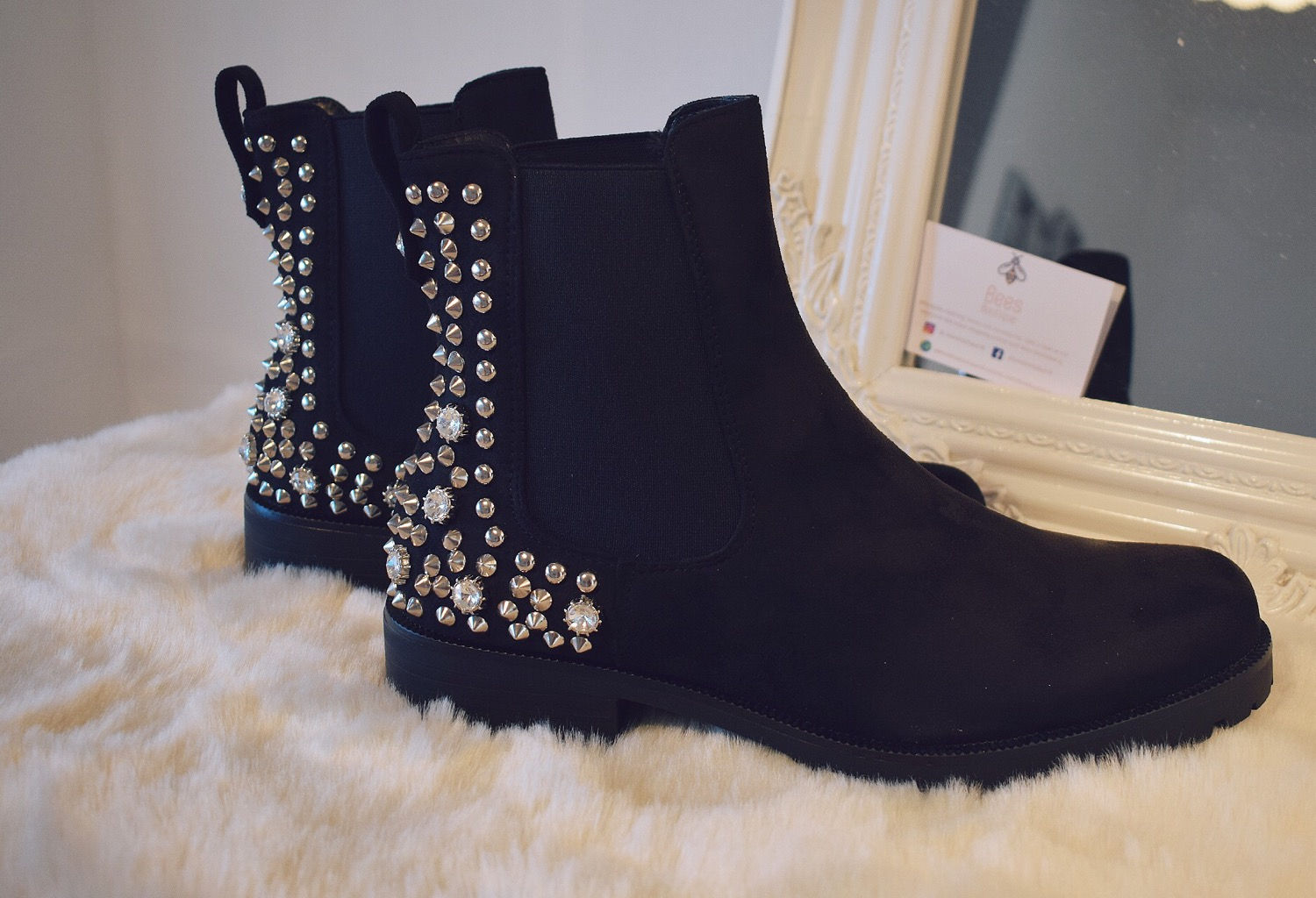 Studded Diamond Black Boots