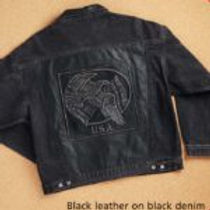 Embossed Black Denim and Leather Jacket 