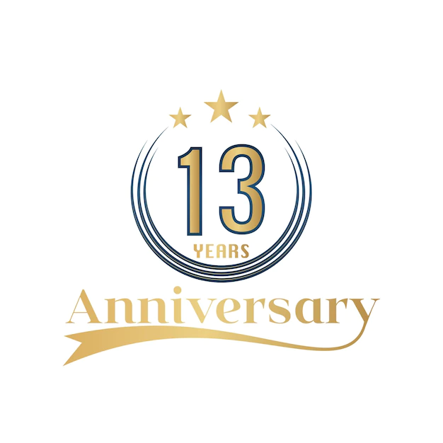 13-year-anniversary-vector-template-design-illustration-gold-blue-color-design-with-ribbon