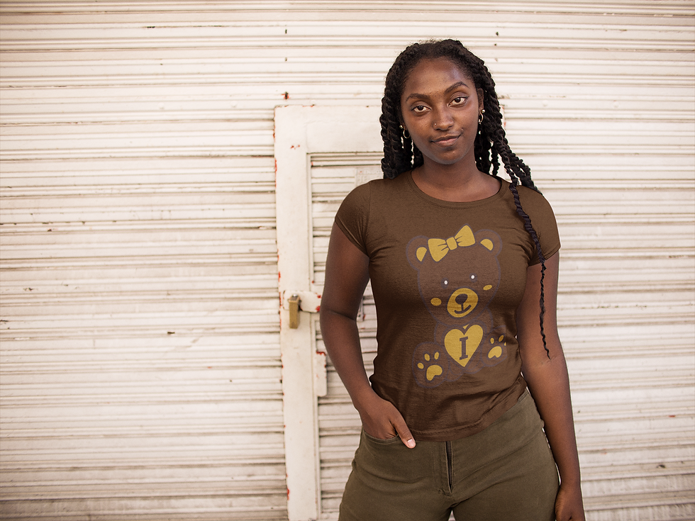 Thumbnail: Iota Sweet Bear Tee on Gold / Brown Vneck Or Crewneck Tee and Gold V Neck Tee