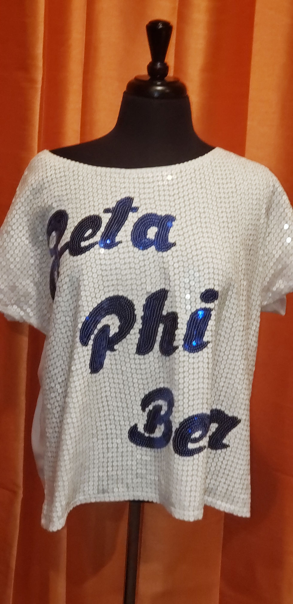 Thumbnail: White Sequin Zeta Phi Beta Top - S/M and L/XL