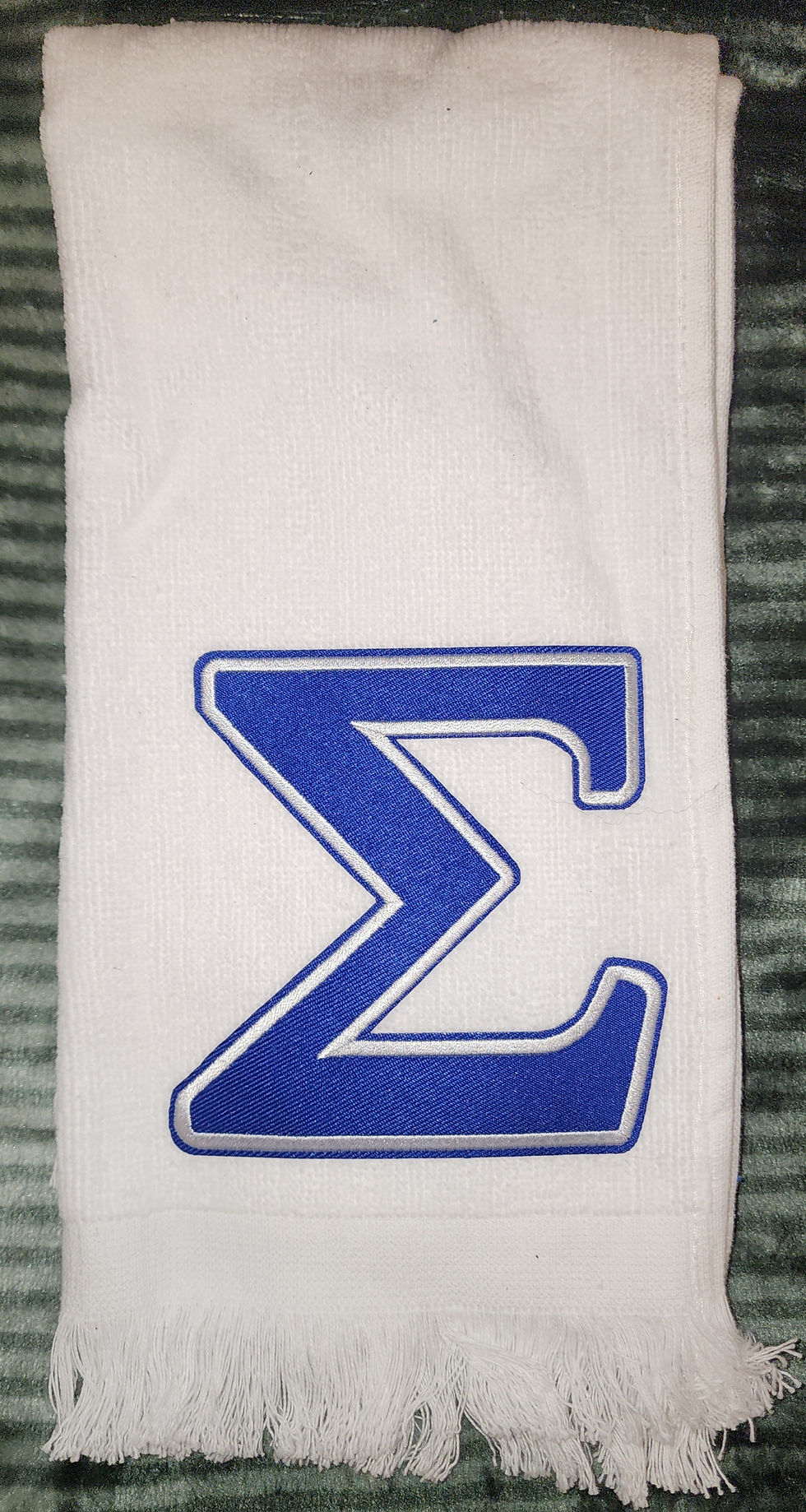 Thumbnail: Σ Embroidery Patch Design Fingertip Hand Towels - White | RB