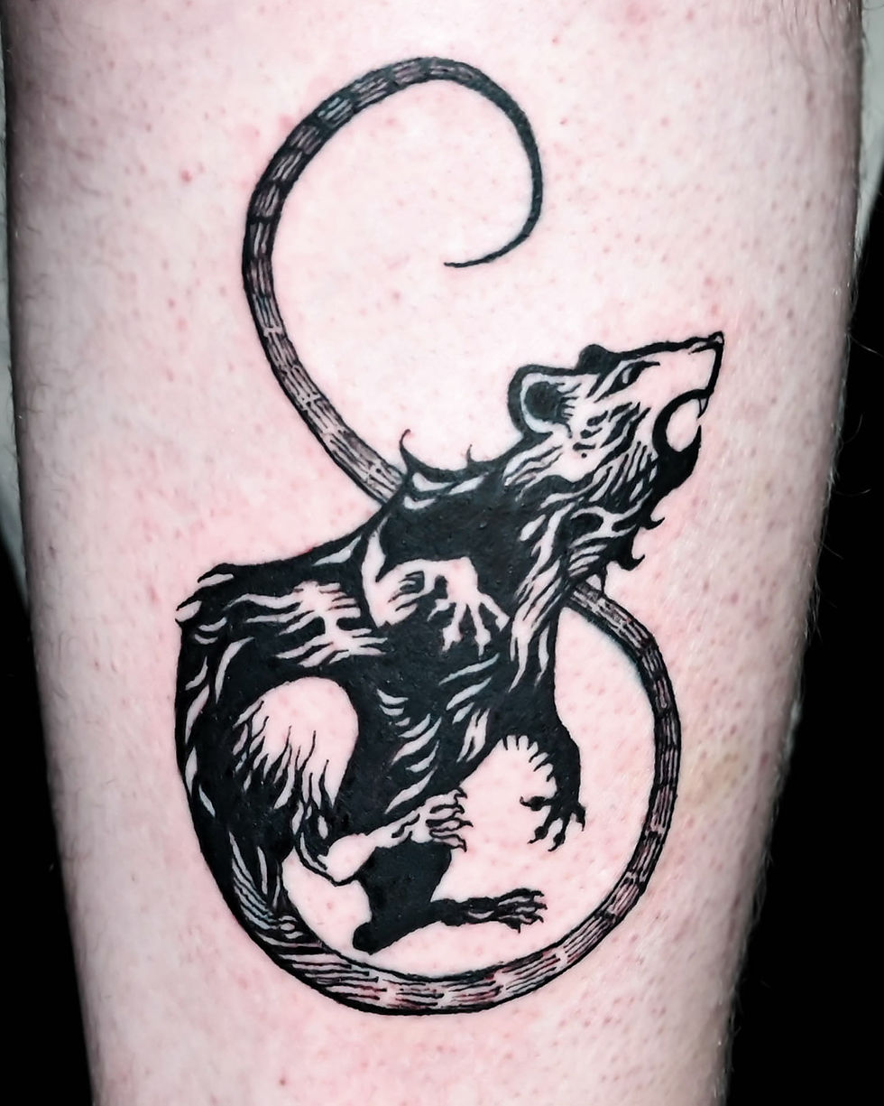 rat tattoo art etching