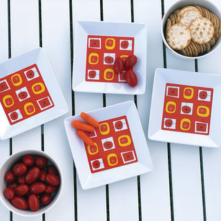 Atomic Orange Melamine Snack Plates 