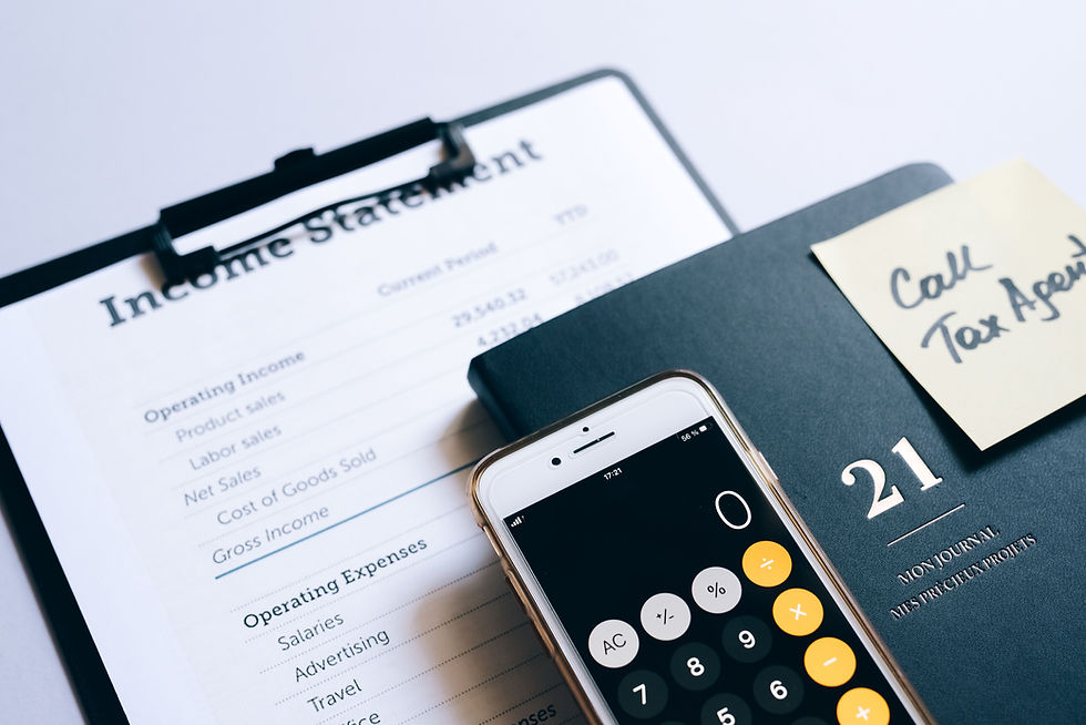 Income statement showing revenue, cost of goods sold, and operating expenses for a small business