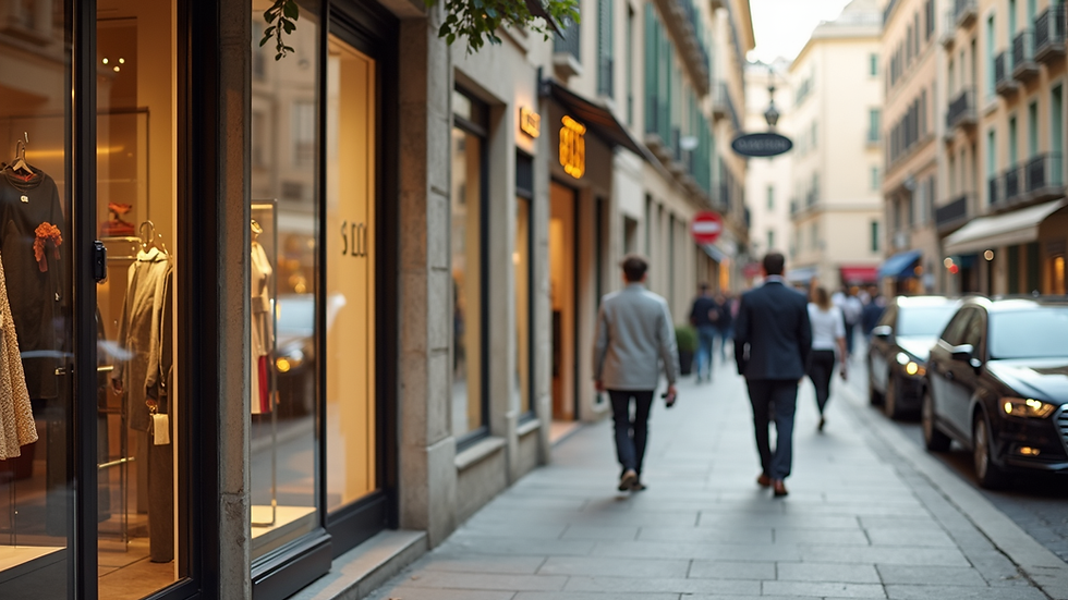 Vue en plongée d’une rue commerçante d’Aix-en-Provence avec des vitrines élégantes