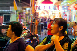 Woman watches fireworks
