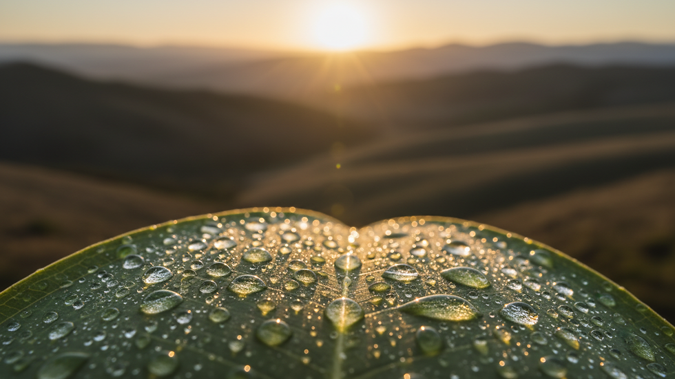 Close-up view of morning dew on a green leaf