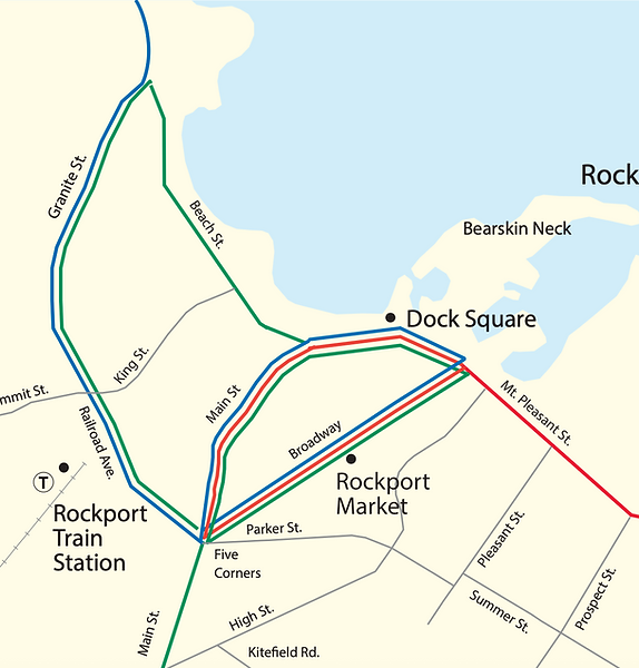 Map of Downtown Rockport, MA CATA routes