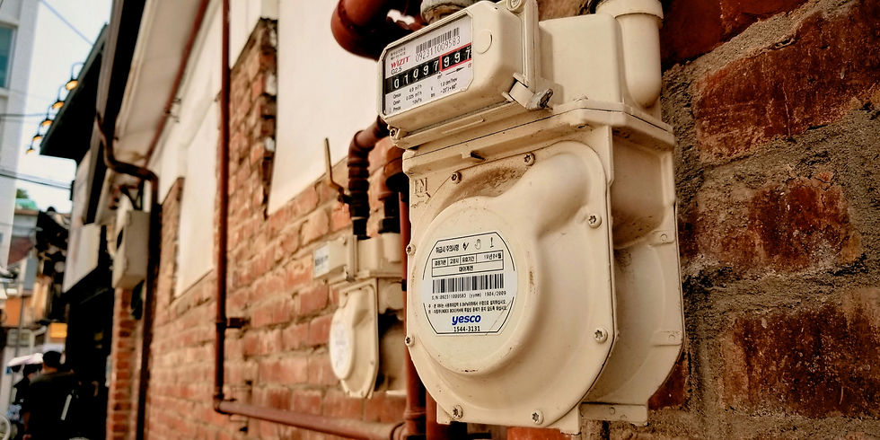 Water meter outside of a building.